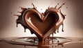 Chocolate heart on brown background. Hot melted chocolate. Love and St. Valentine's Day concept Royalty Free Stock Photo
