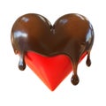 Chocolate heart melts 3d rendering