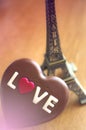 Chocolate heart on paris background, valentine, love, romantic, Royalty Free Stock Photo