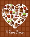 Chocolate Heart Poster. Love To Sweets Concept