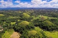 Chocolate hills, Philippines, Bohol island. Aerial view from the drone