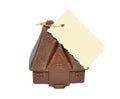 Chocolate House and card for your text on white background