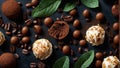 chocolate ice cream brown mint, coffee ball a dark background sweet dessert food delicious Royalty Free Stock Photo