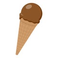 Chocolate Ice Cream Cone Flat Icon