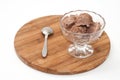 Chocolate ice cream in a crystal bowl Royalty Free Stock Photo