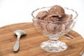 Chocolate ice cream in a crystal bowl Royalty Free Stock Photo