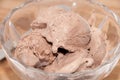 Chocolate ice cream in a crystal bowl Royalty Free Stock Photo