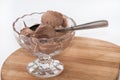 Chocolate ice cream in a crystal bowl Royalty Free Stock Photo