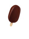 Chocolate ice-cream dessert on wooden stick digital illustration. Royalty Free Stock Photo