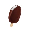 Chocolate ice-cream dessert on wooden stick digital illustration. Royalty Free Stock Photo