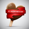 Chocolate ice cream in heart shape Royalty Free Stock Photo