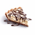Realistic Chocolate Ice Cream Pie: Detailed Rendering With White Background