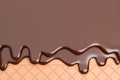 Chocolate Ice Cream Melted on Wafer Background.,3d model and illustration Royalty Free Stock Photo