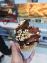 Chocolate ice cream with peanut sprinkle