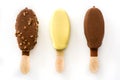 Chocolate ice cream popsicles isolated on white background. Royalty Free Stock Photo