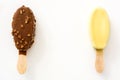 Chocolate ice cream popsicles isolated on white background. Royalty Free Stock Photo