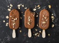 Chocolate ice cream popsicles