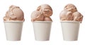 Chocolate ice cream scoops r in cups on a transparent background Royalty Free Stock Photo