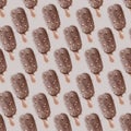 Chocolate Ice Cream Seamless Pattern, Sweetness, Illustration, Watercolor, Raster illustration