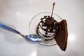 Chocolate ice cream served in a glass ceramic bowl