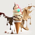 Chocolate ice cream with splashes generated AI