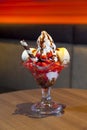 Chocolate Ice Cream Sundae in Parfait Glass Royalty Free Stock Photo