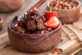 Chocolate Ice Cream Sundae and Strawberries Royalty Free Stock Photo