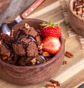 Chocolate Ice Cream Sundae and Strawberries Royalty Free Stock Photo