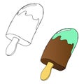 Ice cream on a stick icon. Chocolate ice cream vector illustration. Eskimo ice cream