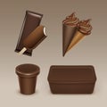 Chocolate Ice Cream Waffle Cone with Plastic Box