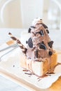 chocolate ice shave with bread