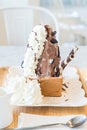 chocolate ice shave with bread