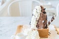 chocolate ice shave with bread