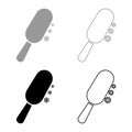 Chocolate ice on stick Eskimo confection set icon grey black color vector illustration image flat style solid fill outline