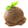 Chocolate icecream ball with mint