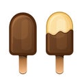 Chocolate Icecream Dessert Set on Wooden Stick Royalty Free Stock Photo