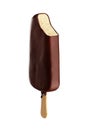 Chocolate icecream dessert on wooden stick on white background. Royalty Free Stock Photo