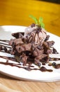 chocolate icecreame waffle with raisins