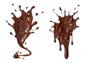 Chocolate isolated splashes. 3D render illustration Royalty Free Stock Photo