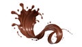 Chocolate isolated splashes wave with clipping path. 3D render illustration Royalty Free Stock Photo