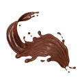 Chocolate isolated splashes wave. 3D render illustration Royalty Free Stock Photo