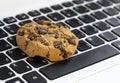 Chocolate Cake On Keyboard Symbol Of Internet Cookies