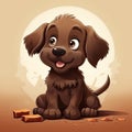 Chocolate lab puppy illustration, cute dog labrador retriever . Royalty Free Stock Photo