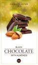 Chocolate label with almonds.