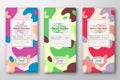 Chocolate Labels Set. Abstract Vector Packaging Design Layouts Collection. Modern Typography, Hand Drawn Lychee, Kiwi Royalty Free Stock Photo