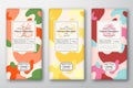 Chocolate Labels Set. Abstract Vector Packaging Design Layouts Collection. Modern Typography, Hand Drawn Pears, Melon Royalty Free Stock Photo