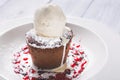 Chocolate lava cake Molten with melting ice cream on plate and white background Royalty Free Stock Photo