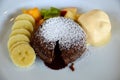 Chocolate Lava Cake and Vanilla Ice Cream Royalty Free Stock Photo