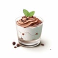 Hyper-realistic Water Mousse With Chocolate Chips And Mint Leaves