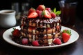 Chocolate layer cake with strawberries Royalty Free Stock Photo